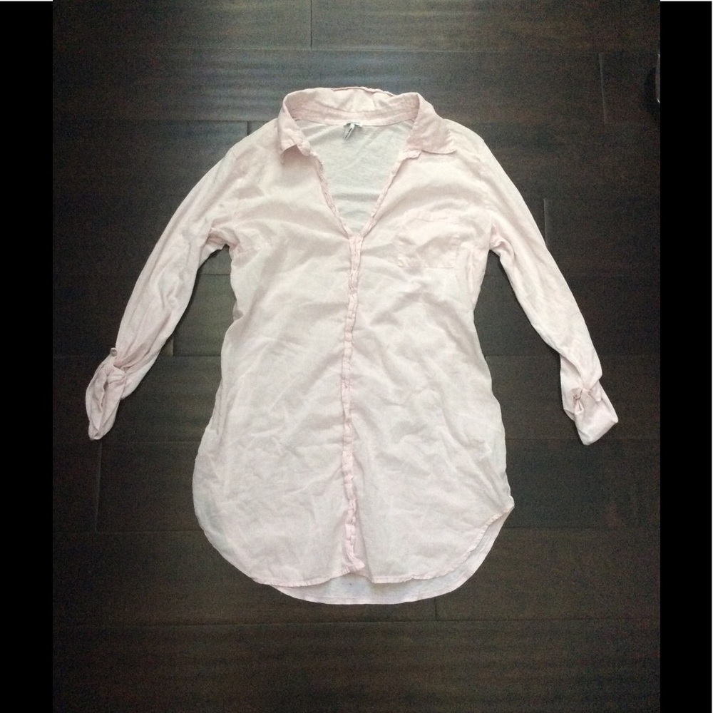 EUC Splendid 100% Supima Cotton Roll-Cuff L/S Collared Button-Down, PINK M - Picture 2 of 13
